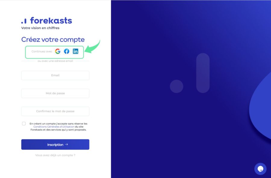 Création de compte Forekasts